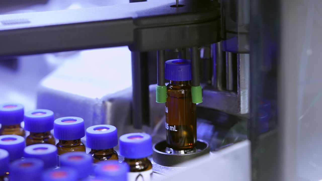 close-up of injection liquid in cosmetic packaging industry