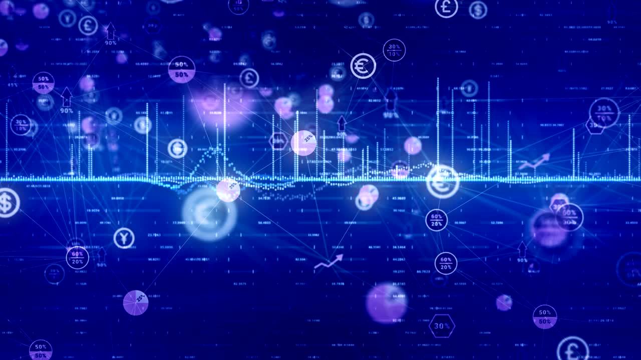 현대 금융 데이터를 묘사하는 애니메이션.