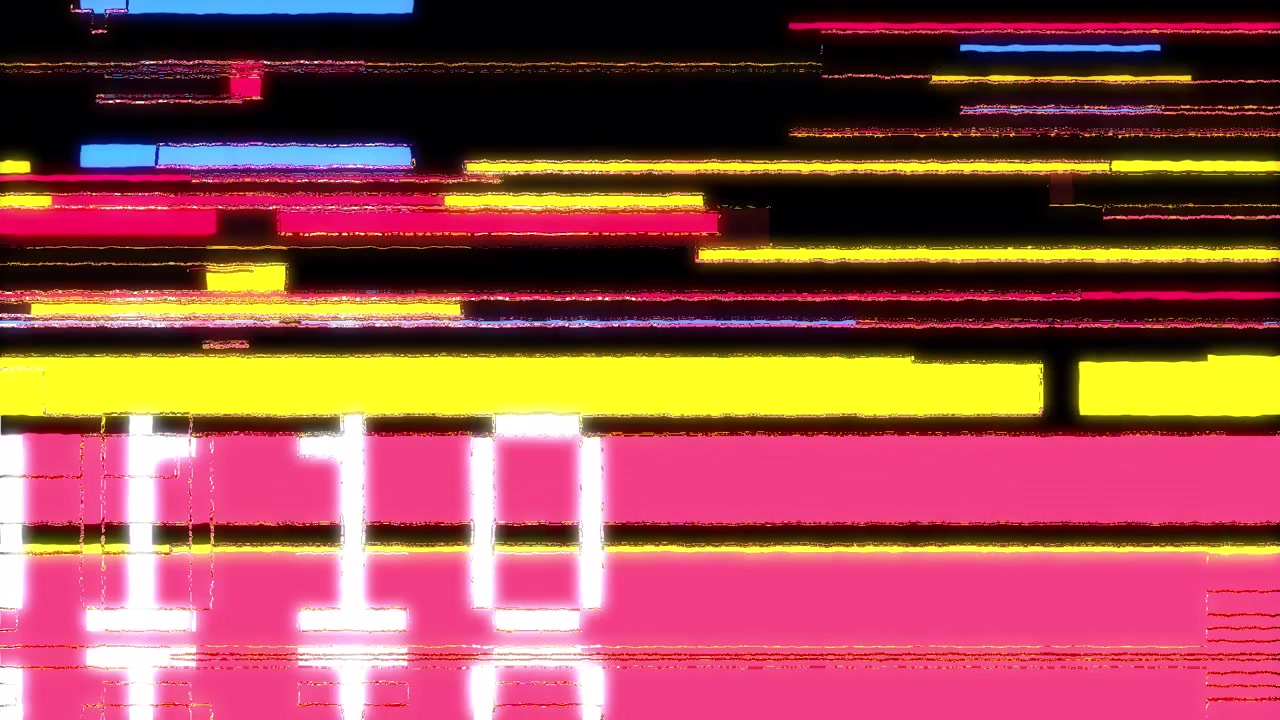 Dynamic Glitch Effect with Colorful Neon Lines and Distortion