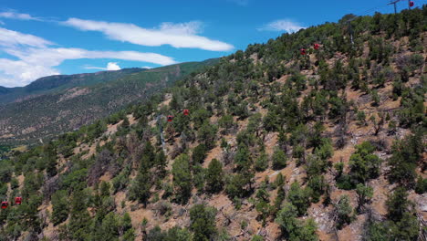 Disparo-De-Un-Dron-Hacia-Los-Remontes-De-Góndola,-En-Las-Tierras-Altas-De-Colorado,-En-El-Soleado-EE.UU.