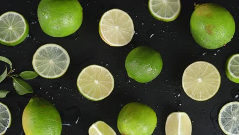 round slices of lime with the leaves slowly rotate.