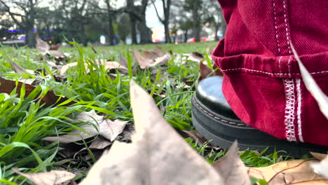 shoe on the grass