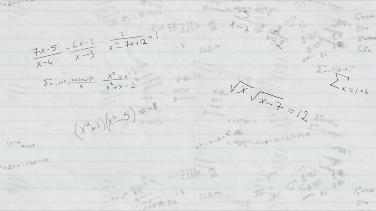 Animazione di formule matematiche in movimento su sfondo bianco