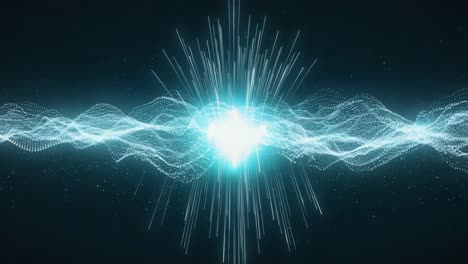 abstract digital light waves with particle burst