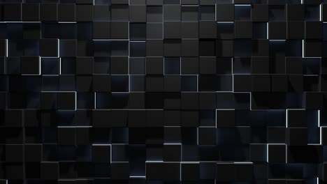 abstract geometric background of black cubes with white neon elements,3d looped animation in 4k.seamless loop digital hexagon motion graphics