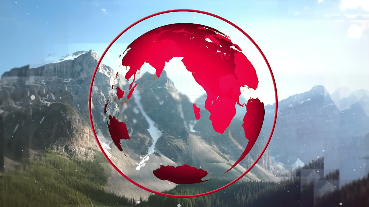 풍경과 사각형 위의 지구의 애니메이션