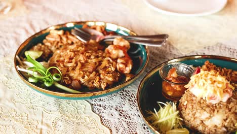 pad thai and shrimp paste fried rice