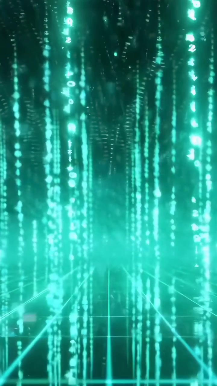 Abstract Digital Data Stream with Glowing Cyan Numbers