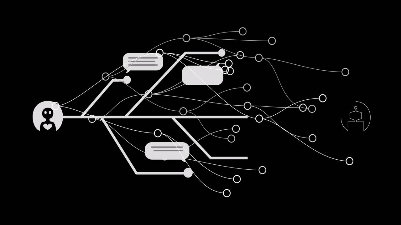 animación de chat y procesamiento de datos a través de conexiones