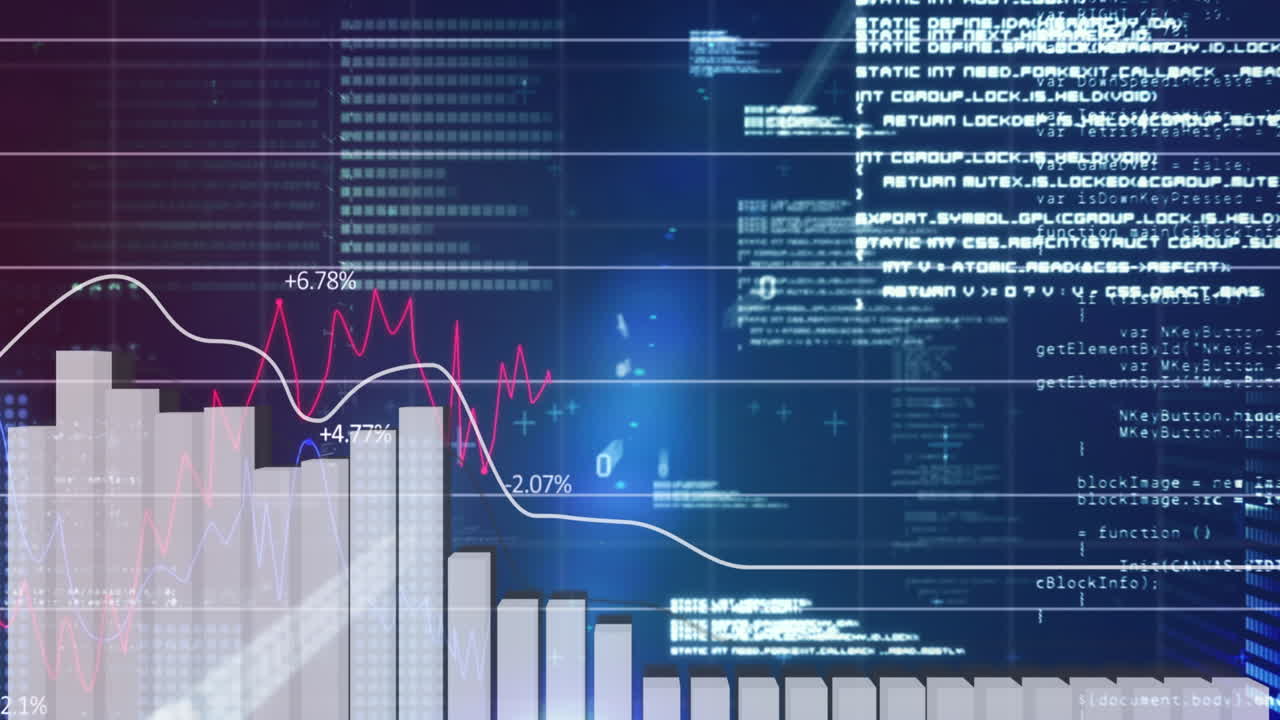 Animation of data processing on blue background