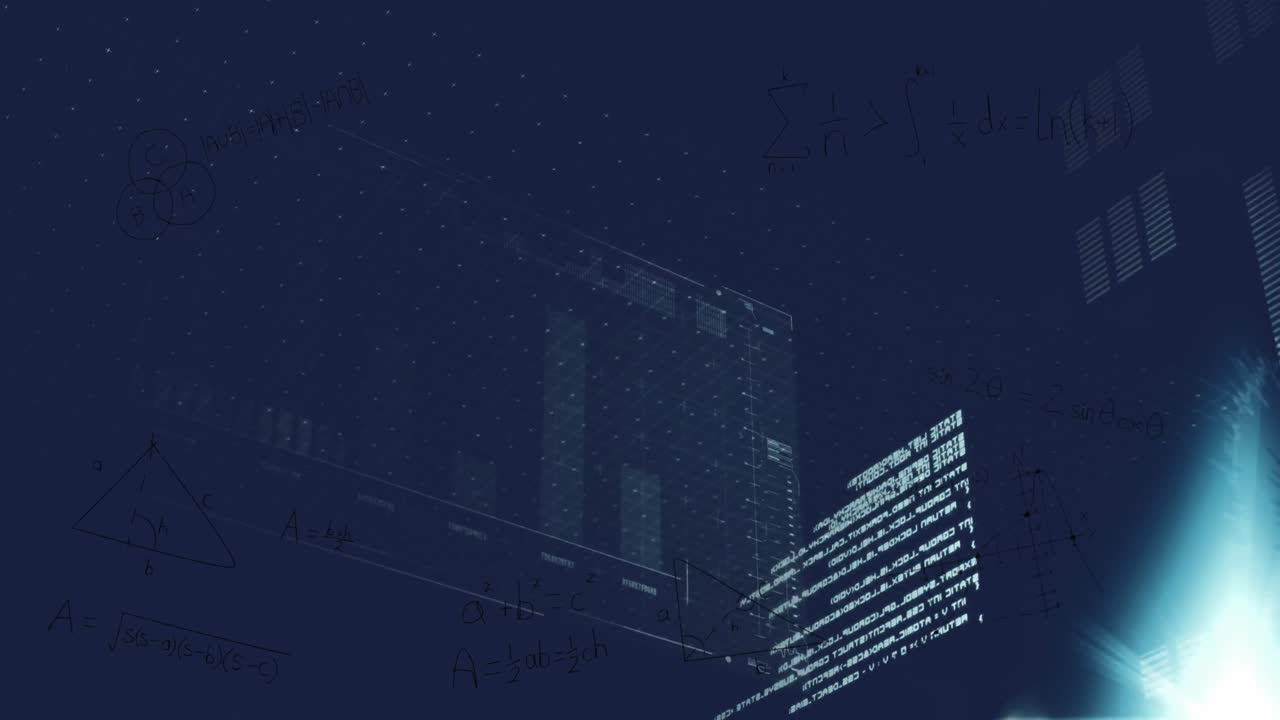 animación del procesamiento de datos financieros sobre un fondo azul