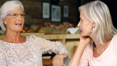 Senior-women-talking-to-each-other-in-cafe-4k