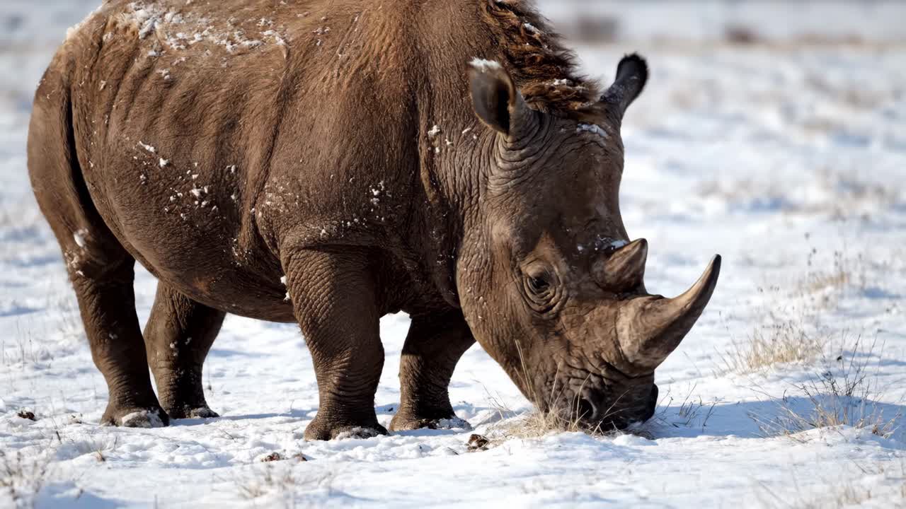 Rhino in the Snow