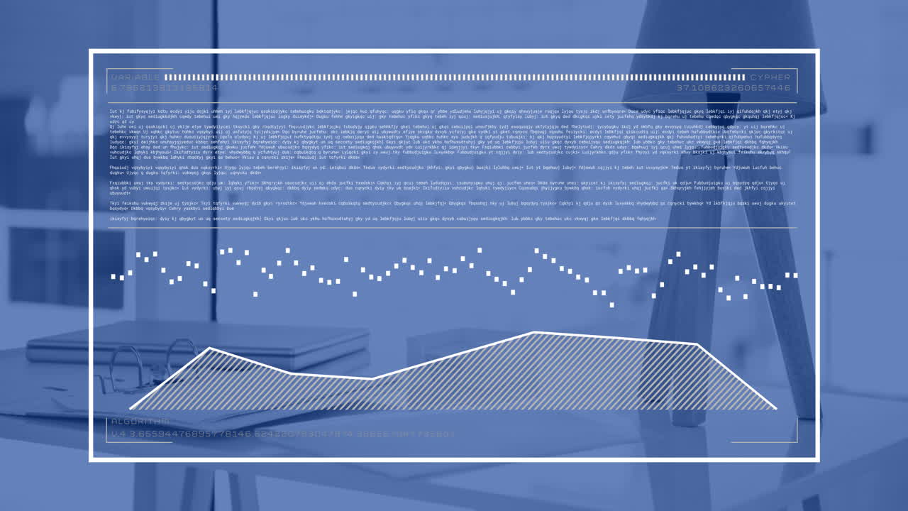 사무실의 책상 위에서 금융 데이터 처리의 애니메이션