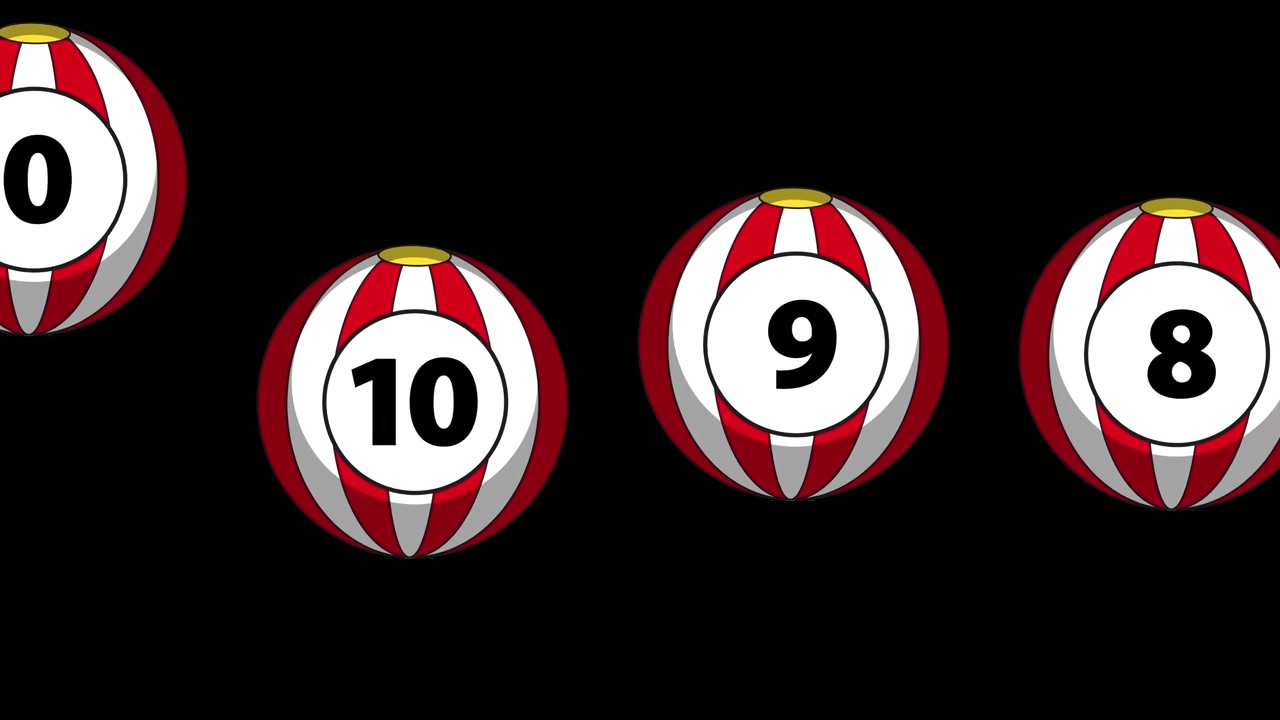 Palle da circo numerate animate rimbalzano su uno schermo nero con fisica e movimento giocosi