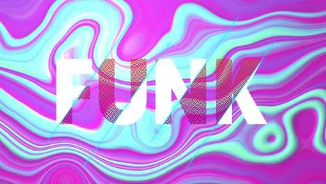 Animation-Von-Funk-Text-Auf-Rosafarbenem,-Flüssigem-Hintergrund