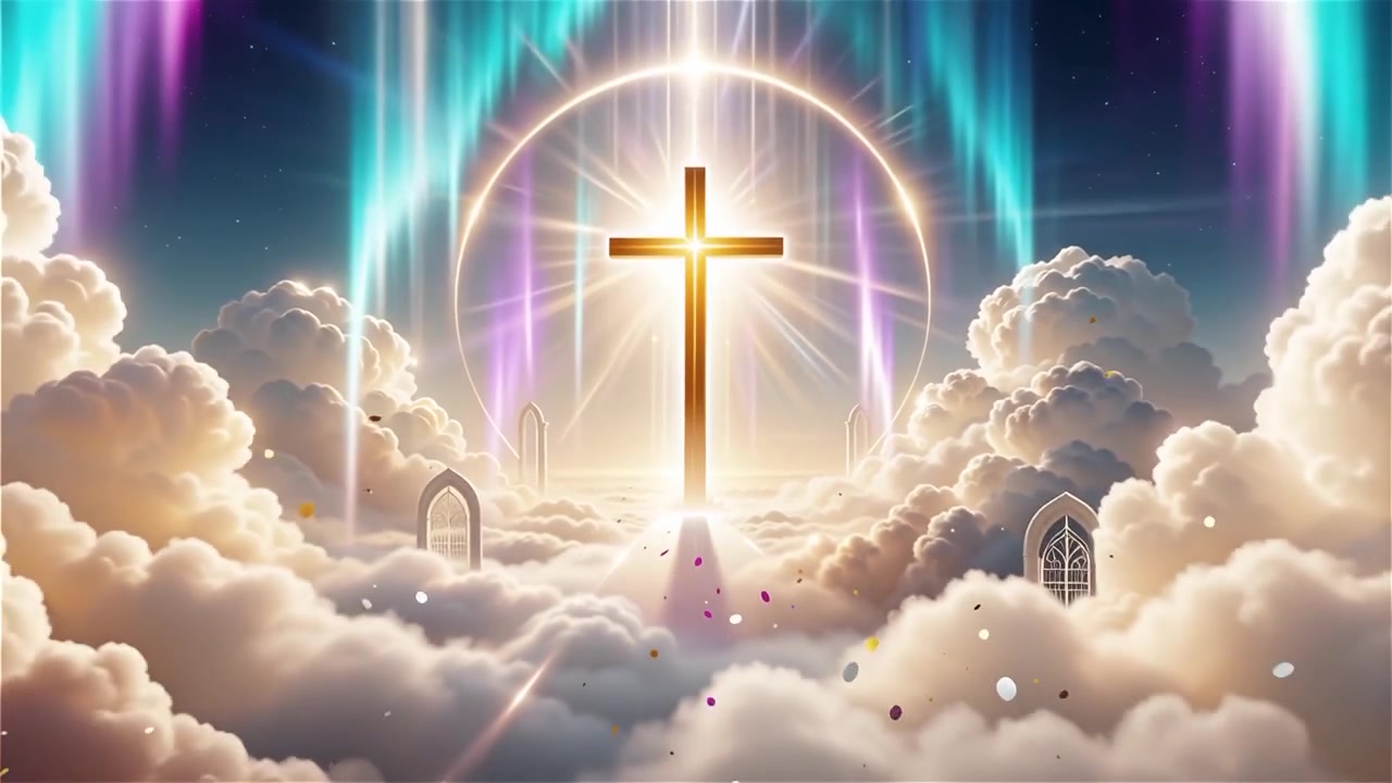 Christian Cross Heavenly Light Worship Background