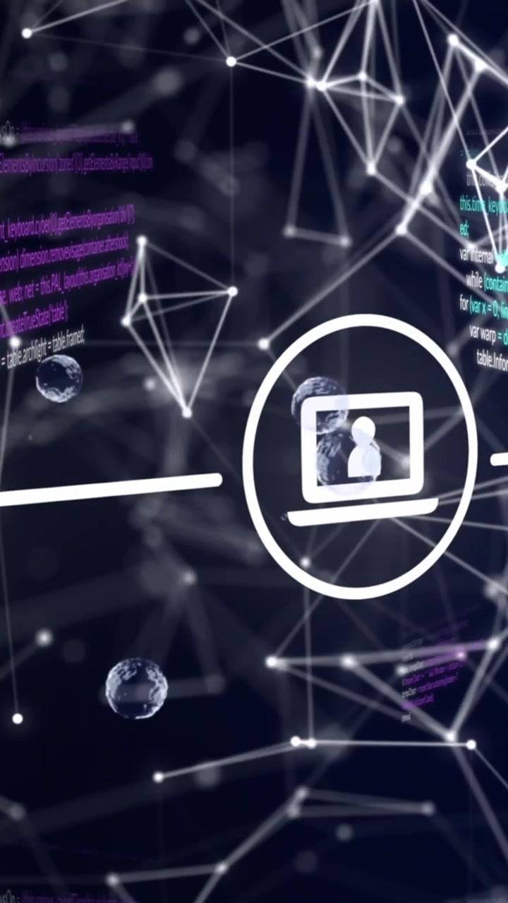 Animation von Netzwerk mit Icons und Datenverarbeitung