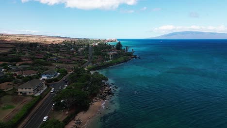 aerial view of coastal houses and ocean in maui, hawaii