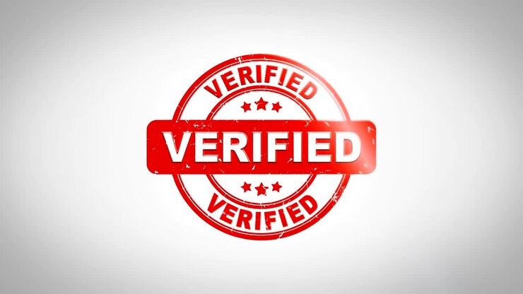 Verified Signed Stamping Text Wooden Stamp Animation. Red Ink on Clean White Paper Surface Background with Green matte Background Included.