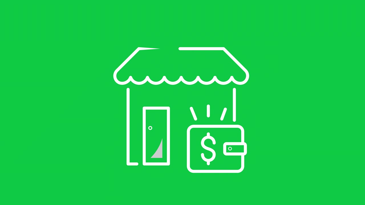 Animated Line Icon of a Store with a Wallet