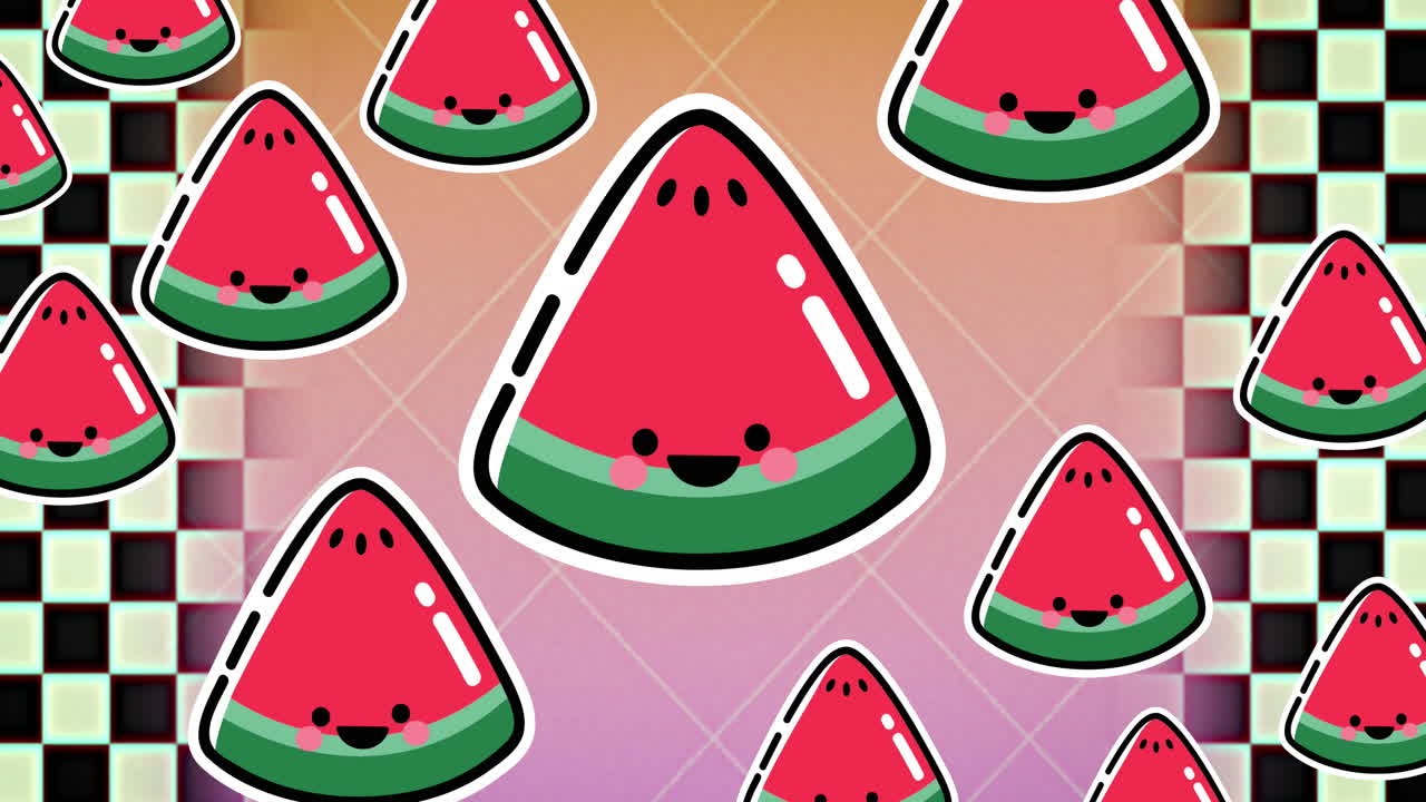 분홍색 배경에 모양 위에 수박의 애니메이션