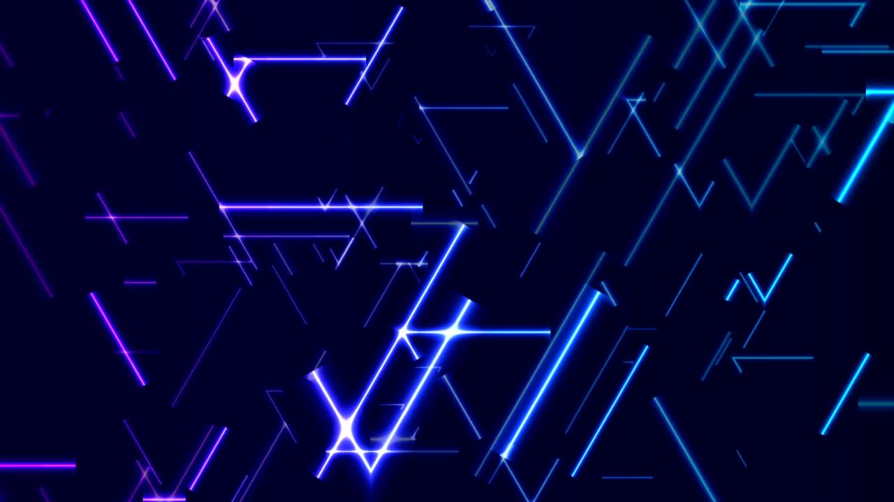 líneas de láser de neón azul y púrpura fondo de movimiento de tecnología abstracta