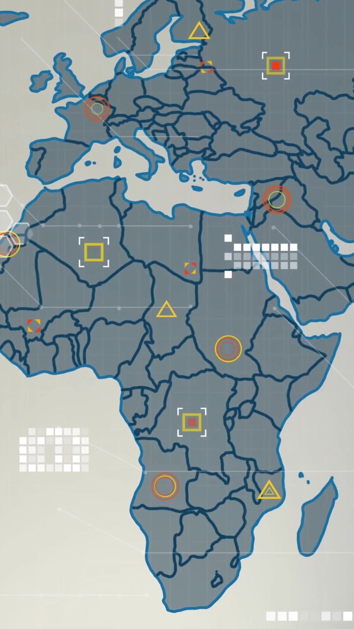 Animation of world map and circuit connections against grey background