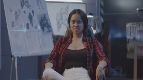 focused designer in modern workspace