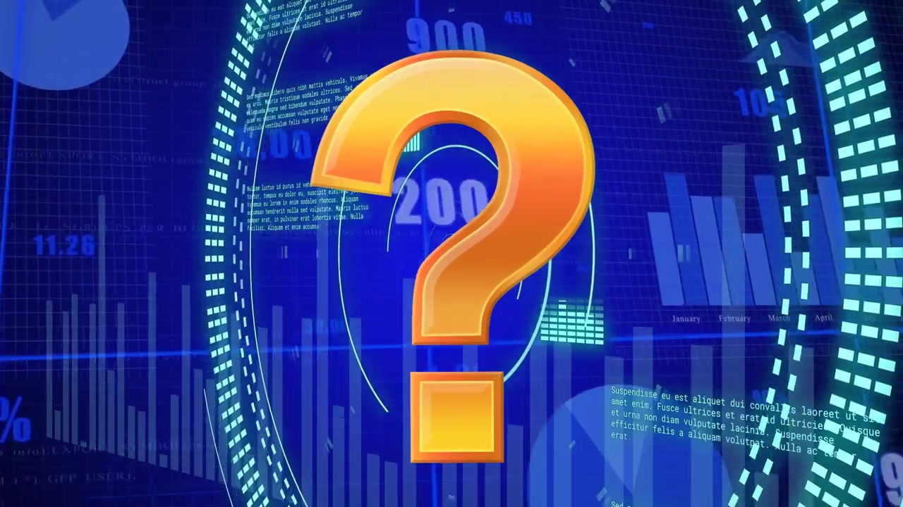 Frame 3 cue revealing orange 3D question mark entering top-right scaling center showing live data