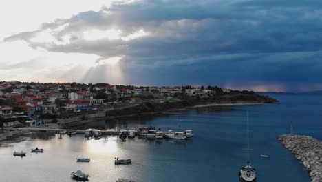 beautiful sunset over the marina at nea fokea, halkidiki,greece