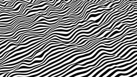 black and white stripes waving surface. modern isometric background loop animation. 3d rendering.