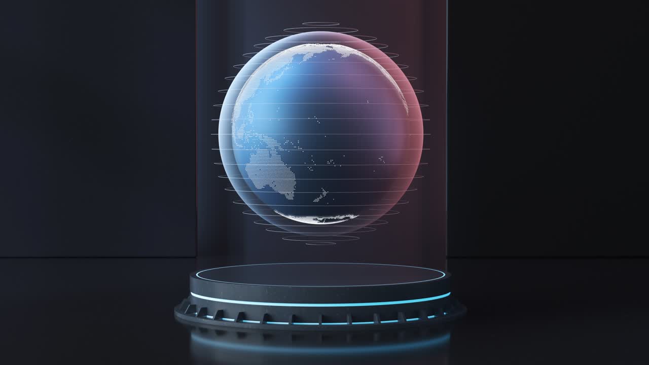 bucle de tierra giratoria en la habitación, renderización en 3d.