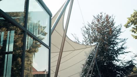 Beautiful-glass-window-with-reflection-panorama-shot