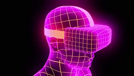 headset de realidad virtual holográfico de animación futurista hmd juego de tecnología de bucle 4k
