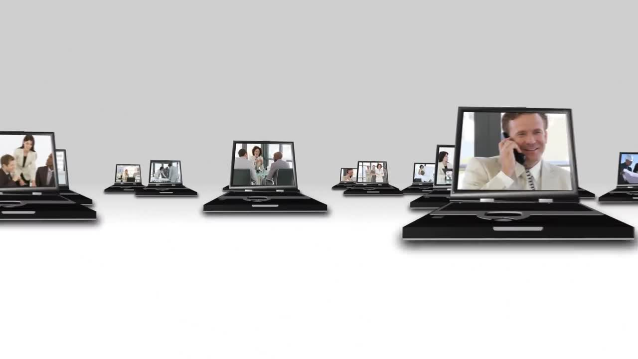 노트북을 보여주는 3d 애니메이션