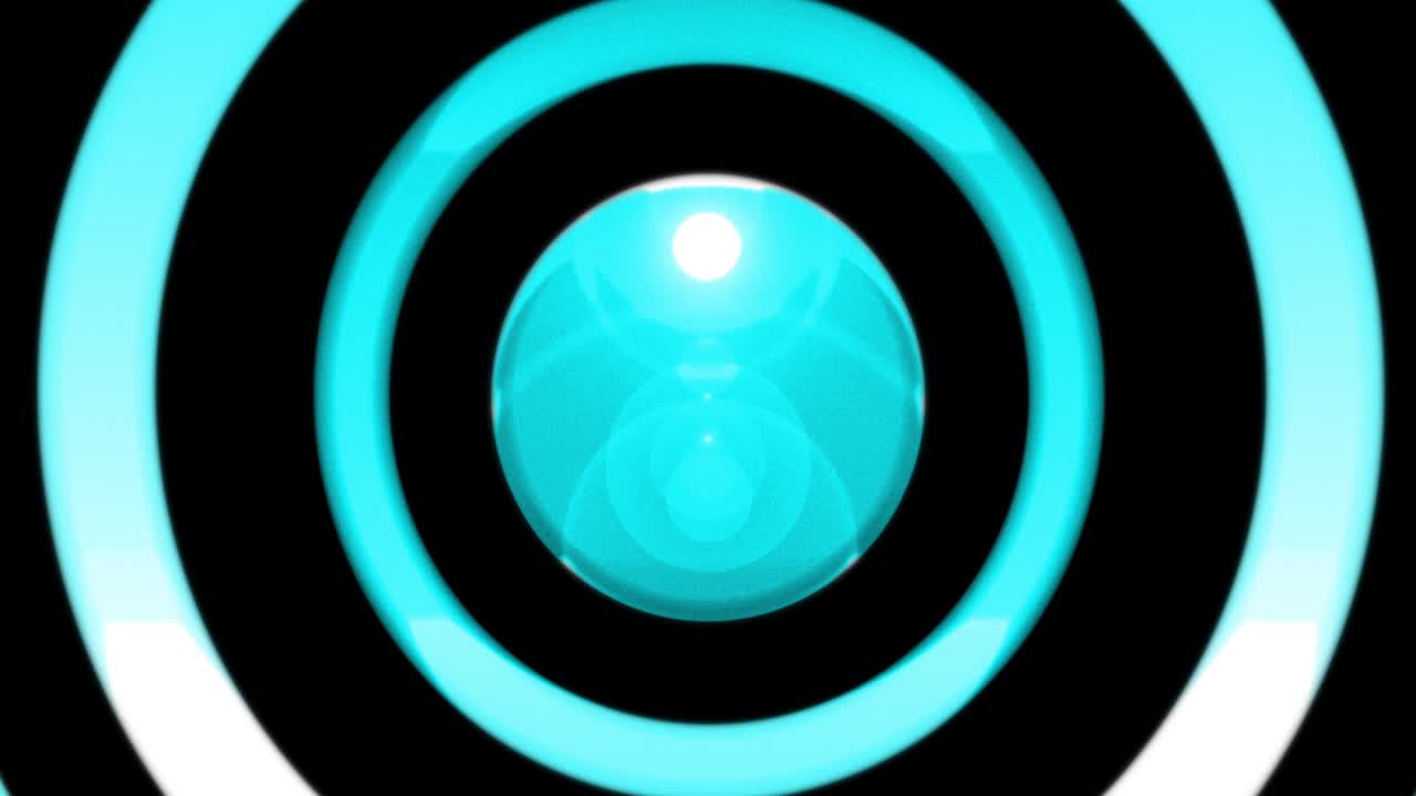 múltiples círculos de neón girando y moviéndose contra un fondo cambiante