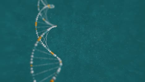 adn abstracto animación 3d en fondo azul. holograma azul brillante rotación del adn doble hélice. conceptos de ciencia y medicina. fondo sin costuras loopable partículas flotantes en el fondo