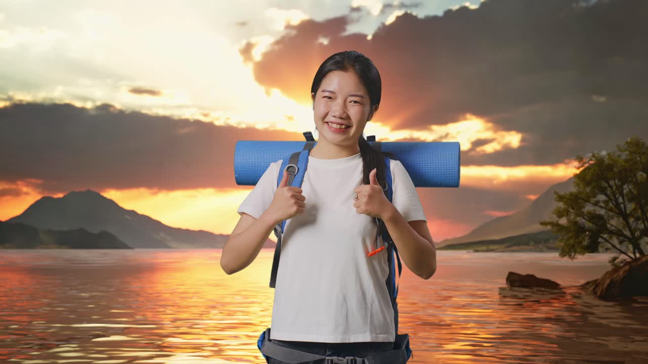 해가 지면 산책 하는 여자