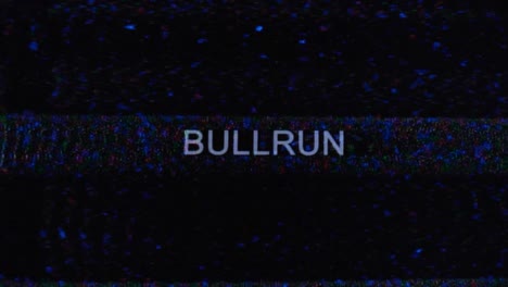una sola palabra en fondo negro con un patrón de ruido de glitch azul