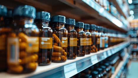 shelves of bottles in a store