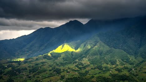 cloud motion, emerald asian rural place, outdoor timelapse scenery