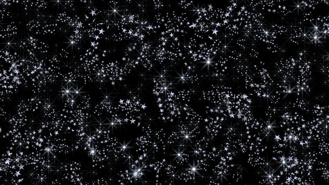 fondo de movimiento abstracto de estrellas brillantes y brillantes. partículas plateadas brillantes y relucientes.