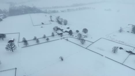 american rural countryside covered with snow after snowfall