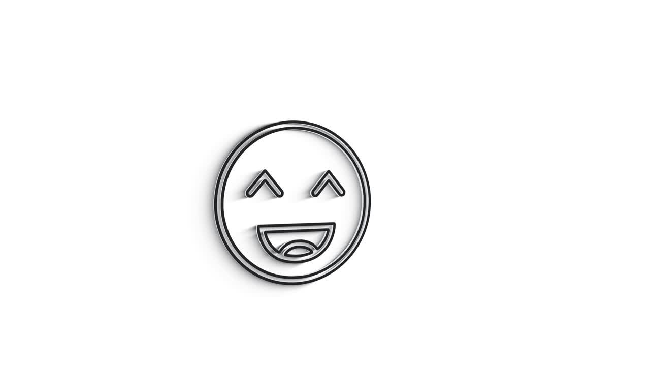 Emoticon icona linea 3D per animazione di testo su sfondo bianco