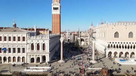 beautiful view from bacino di san marco towards the piazza san marco
