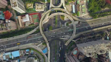 china guangzhou city day time traffic road junction aerial top view 4k