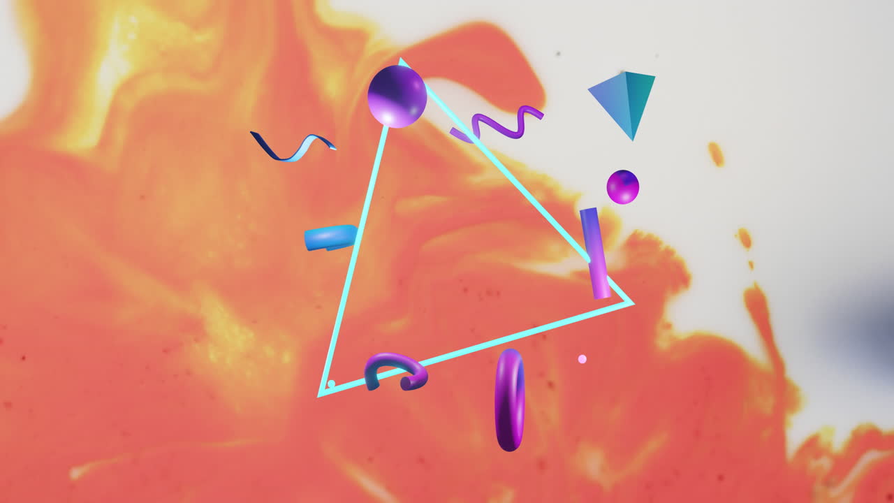 animación de formas en movimiento y manchas sobre fondo blanco