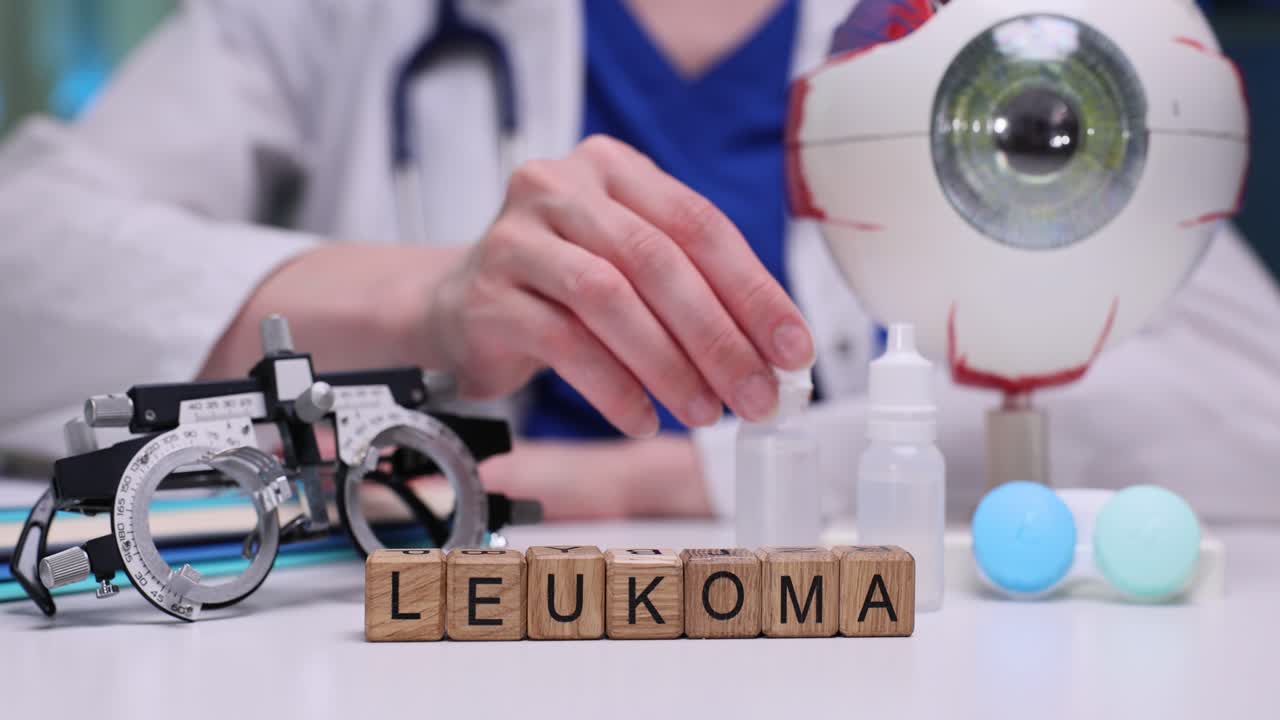 Doctor's Desk with Leukoma Blocks and Ophthalmology Equipment