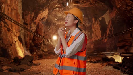 concerned female tunnel worker